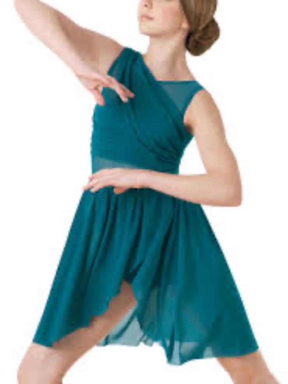 Balera Teal Lyrical Contemporary Mesh Dance Dress - Size SA
